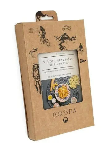 Produktbild: Forestia Gemüsebällchen mit Nudeln mit selbsterwärmendem Beutel leicht zubereitete Trekkingmahlzeit | Hauptgericht vegetarisch | lange haltbare Camping Notration