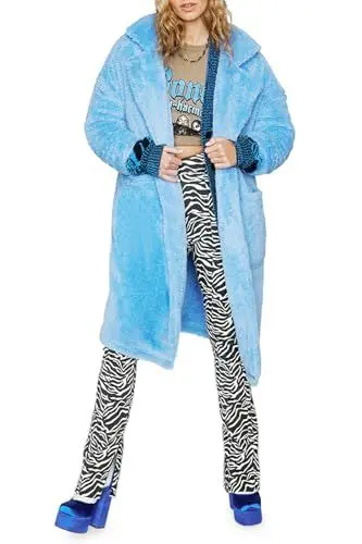Produktbild: Forever 21 Damen Faux Fur Coat Mantel, Kunstfell, Teddy, Blau, M