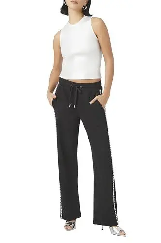 Produktbild: Forever 21 Damen French Terry Rhinestone Wide-Leg Pants Hose, Schwarz, S