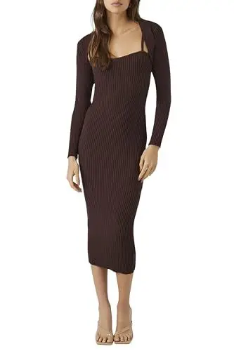 Produktbild: Forever 21 Damen Midi Dress & Shrug Sweater Set Lässiges Kleid, Walnuss, Mittel