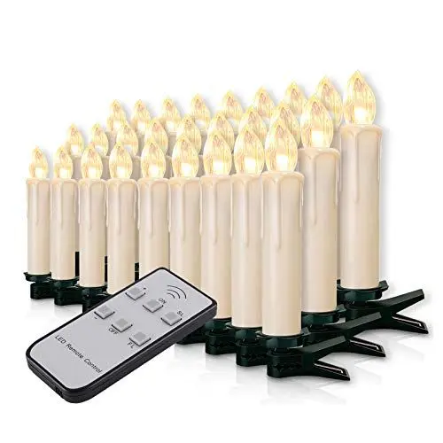 Produktbild: Forever Speed 20-60er Weinachten LED Kerzen Weihnachtsbeleuchtung Lichterkette Kerzen kabellos Weihnachtskerzen Weihnachtsbaum Kerzen mit Fernbedienung kabellos Baumkerzen(milchweisse Hülle, 20er)