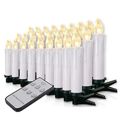 Produktbild: Forever Speed 20-60er Weinachten LED Kerzen Weihnachtsbeleuchtung Lichterkette Kerzen kabellos Weihnachtskerzen Weihnachtsbaum Kerzen mit Fernbedienung kabellos Baumkerzen(weisse Hülle, 40er)