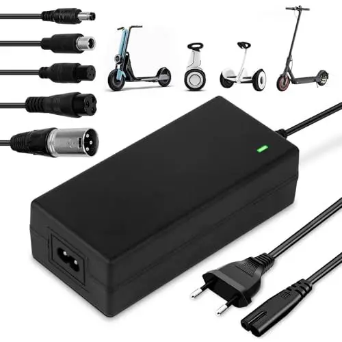 Produktbild: Foreverup Ladegeräte für Scooter, 42V 2A AC E Scooter Ladekabel, E Scooter Ladegerät, Hoverboard Ladekabel mit 6 Anschlüssen, für Hoverboard, Akku Lithium Batterie, Elektroroller (EU)