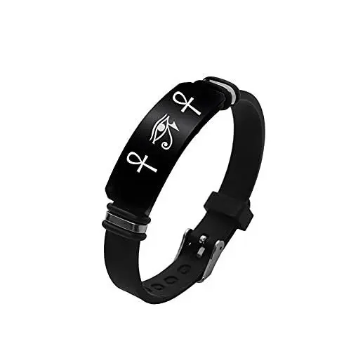 Produktbild: ForeverWill Ägyptisches Amulett Symbolisches Armband, Silikon Ankh Kreuz Auge des Horus Schutz Armreif für Jungen Mädchen Frauen Männer, Heidentum Gott Talisman Antikes Ägypten Heilender Schmuck