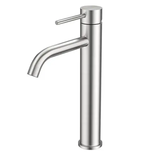Produktbild: FORIOUS Wasserhahn Bad, Hoch Waschtischarmatur Waschbecken Armaturen in Spotresist Gebürstetes Nickel mit Hig 190 MM Auslaufhöhe, Einhebelmischer Mischbatterie für Waschbecken im Bad, Gäste-WC