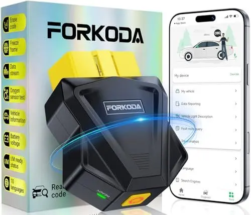 Produktbild: FORKODA OBD2 Diagnosescanner– Bluetooth 5.4 Auto Codeleser für iOS Android, kabelloses Auto-Scan-Tool mit Live-Daten-Engine-Fehlercodeprüfung für vollständige OBDII-Systeme