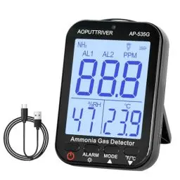 Produktbild: Formaldehyddetektor Ammoniak Gas Detektor, NH3 Gas Monitor Sensor Bereich 0-100ppm Wiederaufladbare Ammoniak Messgerät mit Alarm, Temperatur(℉/℃), Luftfeuchtigkeit, LCD Hintergrundbeleuchtung Display
