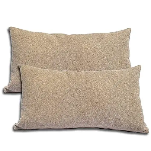 Produktbild: Formalind 2er Set Sofakissen 50x30 cm, Zierkissen 2 Stück, Dekokissen, Couchkissen, 2 Bezüge + 2 Füllkissen - Kissen (Hellbraun)