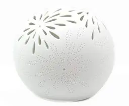 Produktbild: formano Kugel-Lampe Aurea 16cm Weiße Porzellan Tischlampe mit Blumen-Durchbruch - E14 Fassung - Elegante Wohnzimmer Beleuchtung - Deko Leuchte Stimmungslicht