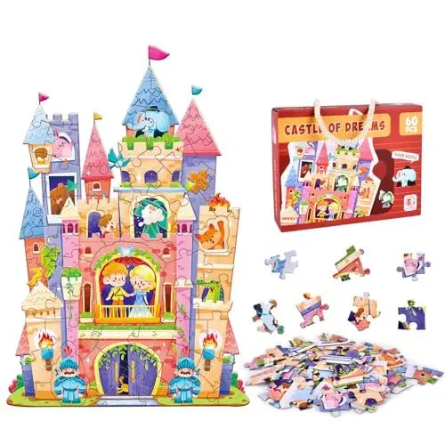 Produktbild: FORMIZON Puzzle Kinder, 60 Teile Tierische Puzzleteile, Burg Puzzle Spielzeug, Pädagogisches Spielzeug, Kinderpuzzle Geschenk für Jungen Mädche ab 5-12 Jahren
