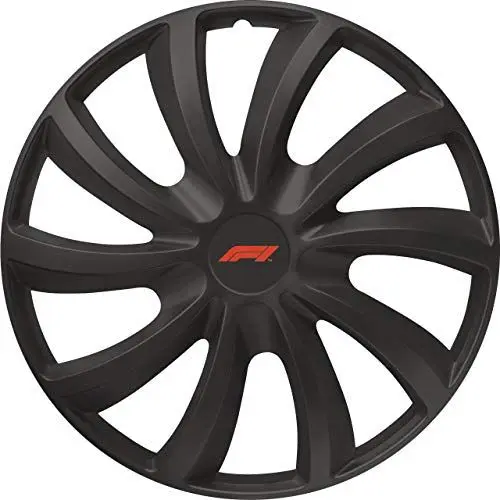 Produktbild: Formula 1 Radzierblenden, Radkappen, 16 Zoll (40,6 cm), Schwarz, 4 Stück, 1-fach lackiert, mit Haltering, im sportlichen Look