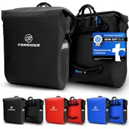 Produktbild: Forrider 2er Set Fahrradtaschen für Gepäckträger Wasserdicht Reflektierend | Gepäckträgertaschen 50L | Sattel Tasche fürs Fahrrad zum Einkaufen