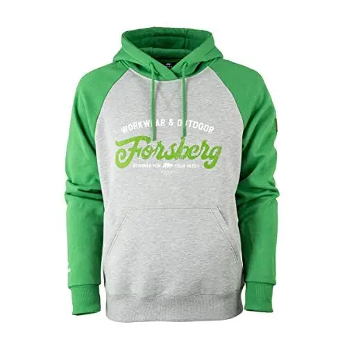 Produktbild: FORSBERG Hoodie Tonigson mit Retrologo zweifarbig hohe Qualität hochwertig robust bequem guter Schnitt, Farbe:grau/grün, Größe:3XL