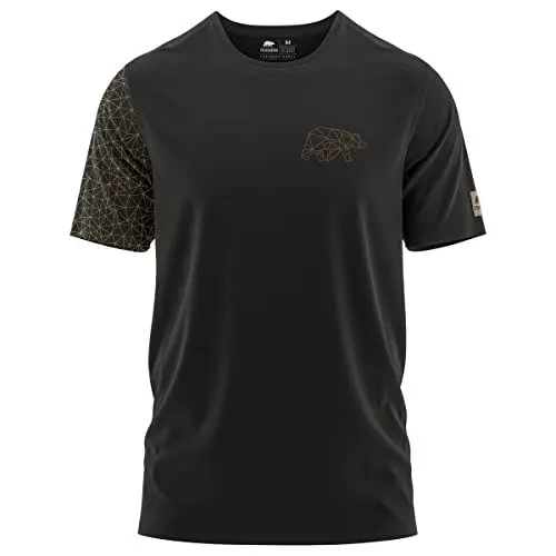 Produktbild: FORSBERG Thyrison T-Shirt Rundhals mit Brustlogo Bär mit Polygon Design hochwertig robust hellgrau Melange für Herren, Farbe:schwarz/Bronze, Größe:L