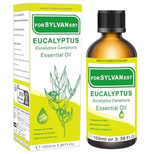 Produktbild: FORSYLVANEST Eukalyptus Ätherisches Öl 100ML 100% Reines Naturöl Unverdünnt für Aromatherapie, Massage, SPA, Haut-, Haar- und Nagelpflege, Bäder, DIY (Eukalyptus)