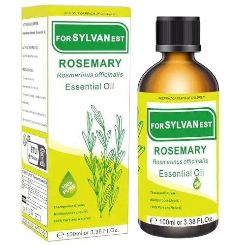 Produktbild: FORSYLVANEST Rosmarin Ätherisches Öl 100ML 100% Reines Naturöl Unverdünnt für Aromatherapie, Massage, SPA, Haut-, Haar- und Nagelpflege, Bäder, DIY (Rosmarin)