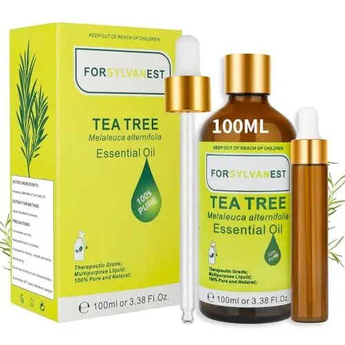 Produktbild: FORSYLVANEST Ätherisches Öl 100ML 100% reines natürliches Aromatherapieöl für SPA Massage Haut und Haarpflege Bäder (Teebaum-100ML)