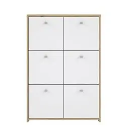 Produktbild: FORTE BEST CHEST Kommode mit 6 Türen, Holzwerkstoff, Artisan Eiche / Weiß, 77.1 x 112.5 x 29.6 cm