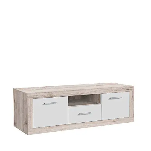 Produktbild: FORTE Baccio TV-Unterschrank mit 2 Türen und 1 Schublade, Holzwerkstoff, Sandeiche/Weiß, 147.80 x 41 x 49.90 cm