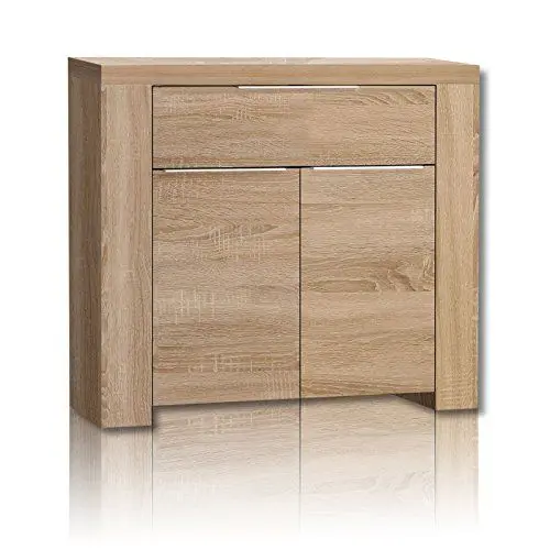 Produktbild: FORTE Calpe Kommode mit 2 Türen und 1 Schublade, Holzwerkstoff, Sonoma Eiche , 104.1 x 41.3 x 86.6 cm