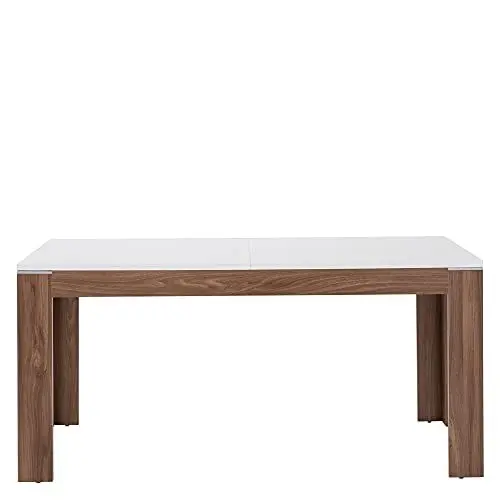 Produktbild: FORTE Esstisch ausziehbar, Holzwerkstoff, Sangallo Eiche Dekor kombiniert mit Weiß Hochglanz, 90 x 160 (206,6) x 75 cm