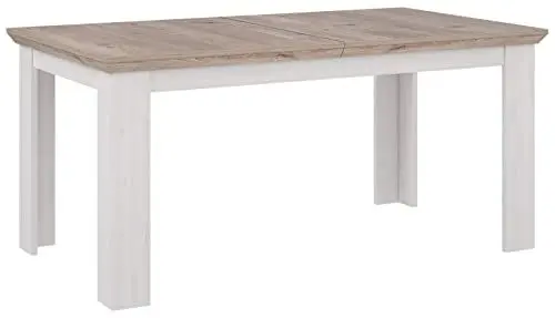 Produktbild: Forte ILOPPA Esstisch 160, Esstisch ausziehbar, Esszimmer, Wohnzimmer, Landhausstil, Holzwerkstoff, Nelson Eiche/Schneeeiche Holzdekor, 160 cm breit x 75 cm hoch x 90 cm tief