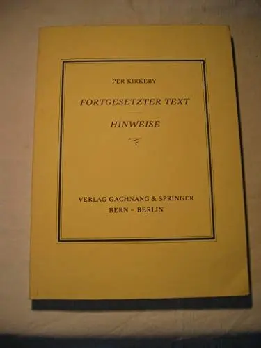 Produktbild: Fortgesetzter Text. Hinweise: Essays