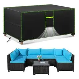 Produktbild: FORTRY Abdeckung Gartenmöbel Wasserdicht, Winterfest Schutzhülle Gartenmöbel, 420D Oxford Plane für Gartentisch Möbelsets Terrassenmöbel, Rechteckig Tischabdeckung Gartenmöbel 270x180x89cm
