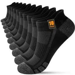 Produktbild: FORVEVO 10 Paar Sneaker Socken Herren 43-46, Sportsocken Baumwolle, Atmungsaktive Laufsocken Kurz für Laufen Tägliche (Schwarz)