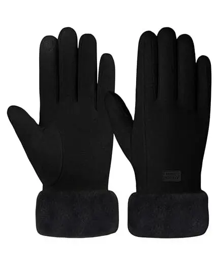 Produktbild: FORVEVO Handschuhe Damen Winter,Warme Touchscreen Winterhandschuhe，Thermo Handschuhe mit Fleece Futter für Outdoor Fahrrad Skifahren(Schwarz)