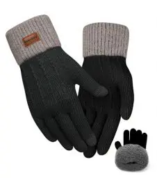 Produktbild: FORVEVO Handschuhe Damen Winter mit Fleecefutter,Touchscreen Warme Weich Strickhandschuhe,Thermo Winterhandschuhe Frauen für Outdoor Laufen Skifahren Radfahren（Schwarz）