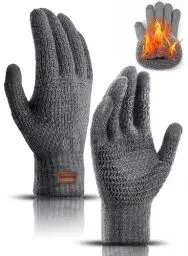 Produktbild: FORVEVO Handschuhe Herren,Rutschfest Warme WinterHandschuhe Damen, Touchscreen Thermo Strickhandschuhe für Wandern Fahrrad Reiten(DunkelGrau)