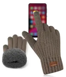 Produktbild: FORVEVO Handschuhe Herren Damen,Winterhandschuhe Touchscreen,Thermo Strickhandschuhe mit Fleece Innenfutter für Outdoor(Braun)