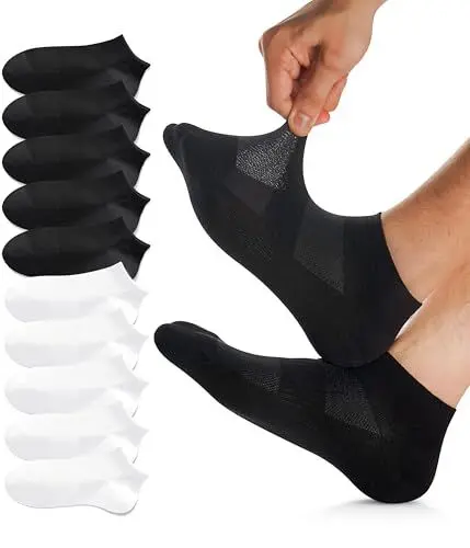 Produktbild: FORVEVO Sportsocken Damen 39-42, Sneaker Socken Herren Baumwolle, Atmungsaktive Laufsocken Damen Kurz, Halbsocken Quarter(Schwarz&Weiß/10Paar)