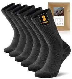 Produktbild: FORVEVO Wintersocken Herren 39-42, 3 Paar 60% Merinowolle Wandersocken Gepolstert, Thermo Wollsocken Herren, Atmungsaktiv Sportsocken für Trekking Outdoor, DunkelGrau