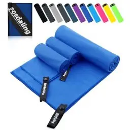 Produktbild: Fosdaling Mikrofaser Handtuch 3er Set（Groß 160×80cm und 2 Klein 80×40cm）, Schnelltrocknend Microfaser Fitness & Sport Handtücher, für Strandtuch, Badetuch, Sporthandtuch und Reisehandtuch (Königsblau)