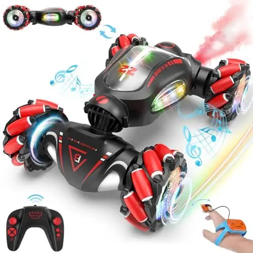 Produktbild: Fosgoit Ferngesteuertes Auto Spielzeug Weihnachten Geschenk Junge Kinder 6 7 8 9 10 Jahre 1:18 Ferngesteuert Auto mit Handsteuerung Fernbedienung Sprüher LED-Licht Stunt 2.4Ghz 4WD RC Drift Car