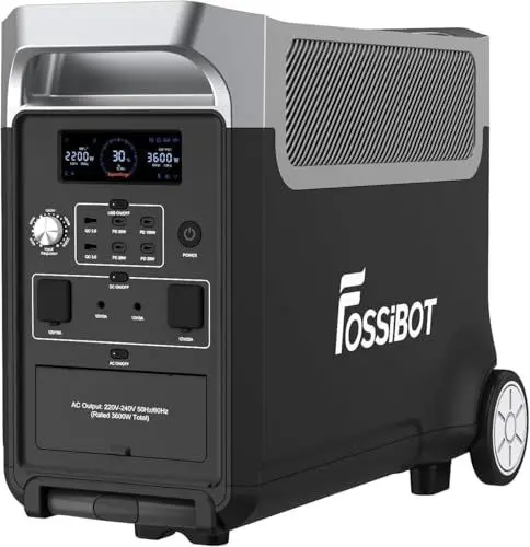 Produktbild: FOSSiBOT F3600 Pro Solargenerator, 3840Wh LiFePO4 Tragbare Powerstation, 3x230V AC Ausgang 3600W (7200W Peak), Stormerzeuger Schnelles Stromspeicher Aufladen Reise Power Station, Outdoor Camping