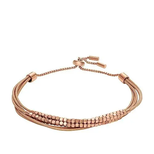 Produktbild: Fossil Armband für Frauen All Stacked Up, Braunes Lederkettenarmband, Länge: 216mm, Breite: 2mm, JF04472791