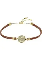 Produktbild: FOSSIL Damen-Komponentenarmband Sadie Glitz Disc Leder mittelbraun, JF04545710