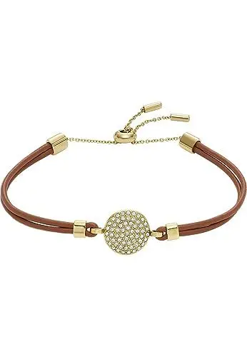 Produktbild: FOSSIL Damen-Komponentenarmband Sadie Glitz Disc Leder mittelbraun, JF04545710