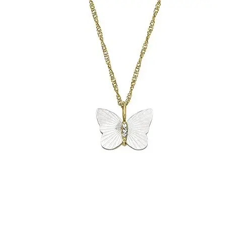 Produktbild: FOSSIL Halskette für Frauen Radiant Wings Weiße Perlmutt Schmetterlingskette, Länge: 406mm+60mm, Breite: 13.2mm, Höhe: 11mm, JF04424710