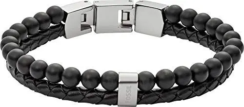 Produktbild: Fossil Armband Für Männer, Innenlänge: 180mm + 15mm Schwarz & Silber Edelstahlarmband, JF02763040