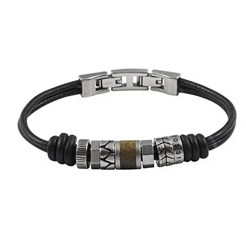 Produktbild: Fossil Edelstahlarmband für Herren mit Karabiner oder Faltschließe, Holzkohle Schwarz