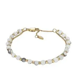 Produktbild: Fossil Armband für Frauen All Stacked Up Howlite, Kettenarmband mit Perlen, Länge: 165mm+35mm, Breite: 4mm, JF04443710