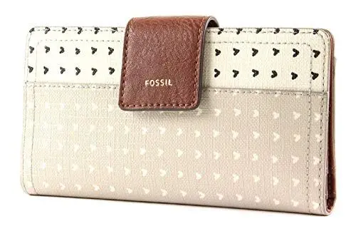 Produktbild: Fossil Brieftasche für Frauen Logan, 100% PVC/Polyurethan Trim Tab Clutch Hearts 17,1 cm L x 1,9 cm B x 8,9 cm H SL7827745
