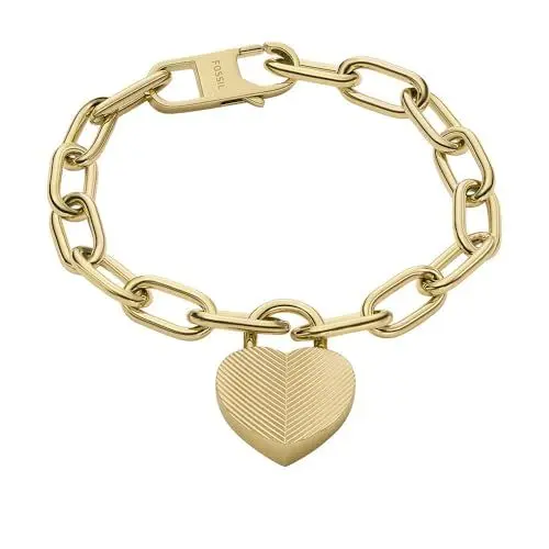 Produktbild: Fossil Damenarmband Harlow Linear Texture Heart Edelstahl goldfarben, JF04658710