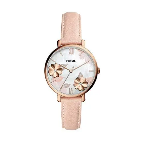 Produktbild: Fossil Damenuhr Jacqueline, Quarzwerk, 36mm Rose Gold Edelstahlgehäuse mit Lederarmband, ES4671