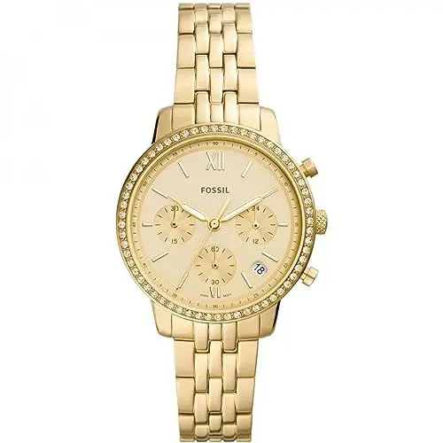 Produktbild: Fossil Damenuhr Neutra, Chronographenwerk, 36mm GoldEdelstahlgehäuse mit Edelstahlarmband, ES5219