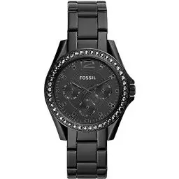 Produktbild: Fossil Damenuhr Riley, QuarzMultifunktionswerk, 38mm Schwarzes Edelstahlgehäuse mit Edelstahlarmband, ES4519